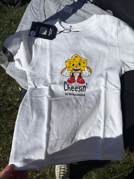 Cheesin' in Wisconsin Toddler Tee (White)