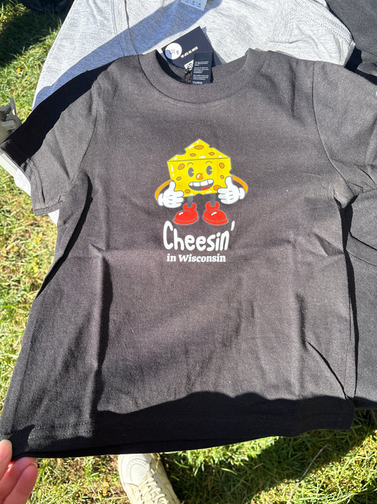 Cheesin' in Wisconsin Toddler Tee (Black)